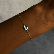 Load image into Gallery viewer, Turquoise Enameled Spirit, Yellow Gold Bracelet