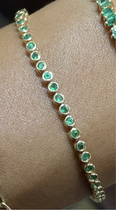 Bezel Round Emerald Tennis Bracelet