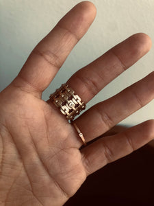 Tiny Coin Band Rose Gold Ring with her and his Arabic Letters