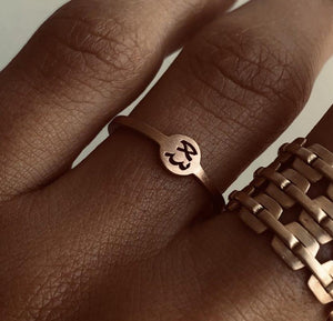 Tiny Coin Band Rose Gold Ring with her and his Arabic Letters