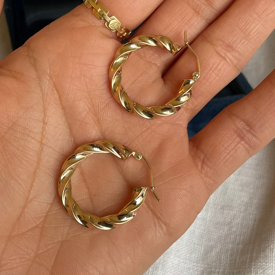 Light Gold Twisted Hoops