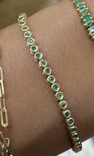 Load image into Gallery viewer, Bezel Round Emerald Tennis Bracelet
