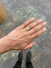 Load image into Gallery viewer, Enameled Anchor Coin Turquoise Chain Ring
